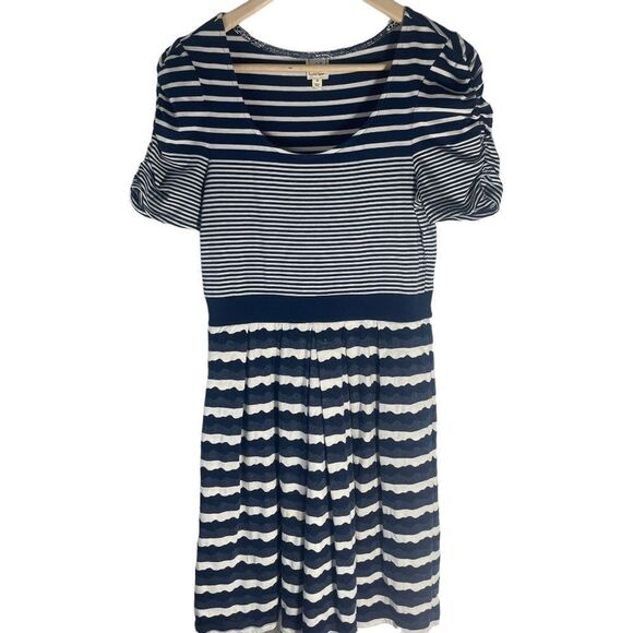 Anthropologie 1.9 One September Multi Stripe Seafarer Dress Ruched Sleeve Sz S - Picture 4 of 12